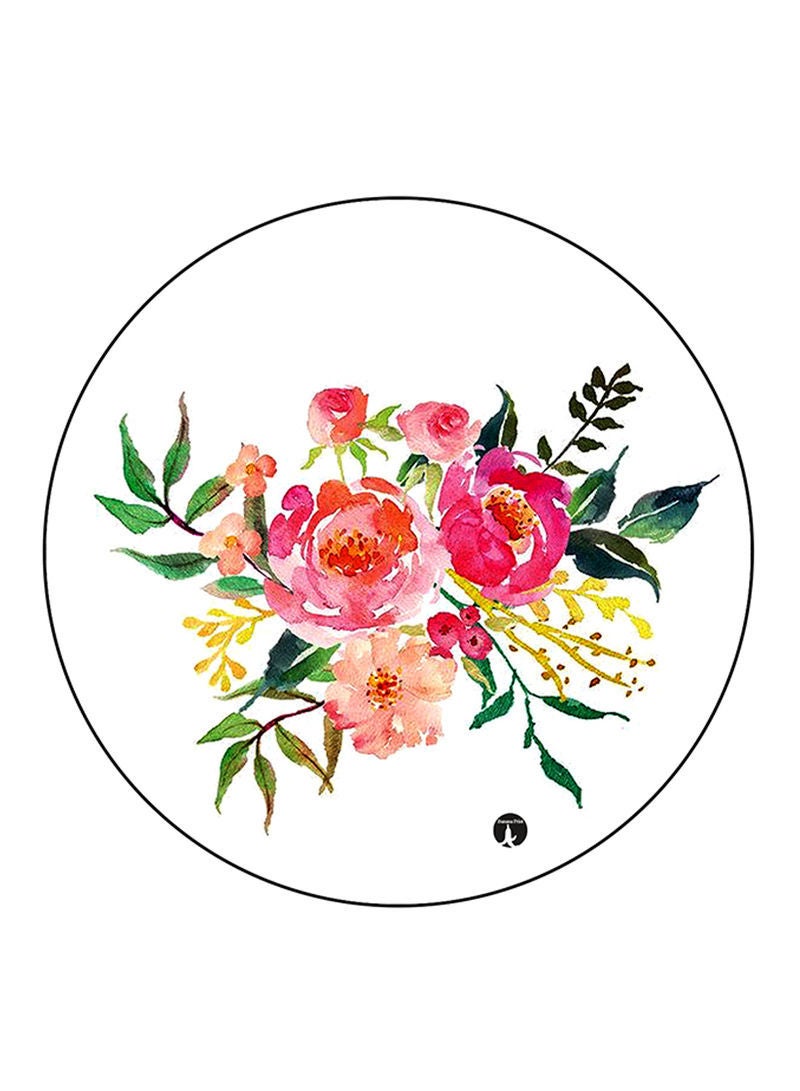 RKN Flowers Printed Mouse Pad  Round  Multicolour