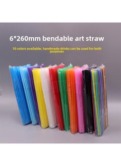 Spot Disposable Plastic Tube Double Child Art Straw Modeling Creative Color Elbow Handmade Beverage DIY-Color:White 100 ]-Specifications:Caliber 6mm Length 26cm