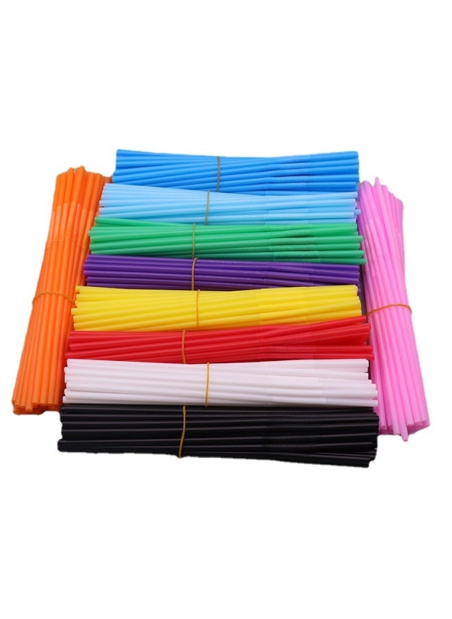 Generic - Spot Disposable Plastic Tube Double Child Art Straw Modeling Creative Color Elbow Handmade Beverage DIY-Color:White 100 ]-Specifications:Caliber 6mm Length 26cm - Image 1