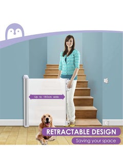 Beauenty Beauenty Retractable Baby Gate, Beauenty Mesh Safety Gate for Babies and Pets, Extra Wide Safety Baby Gate 34" Tall & 59" Wide, Pet Dog Gate for doorways, Stairs, Indoor/Outdoor (1.5M white")  - Image 4