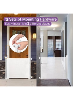 Beauenty Beauenty Retractable Baby Gate, Beauenty Mesh Safety Gate for Babies and Pets, Extra Wide Safety Baby Gate 34" Tall & 59" Wide, Pet Dog Gate for doorways, Stairs, Indoor/Outdoor (1.5M white")  - Image 2
