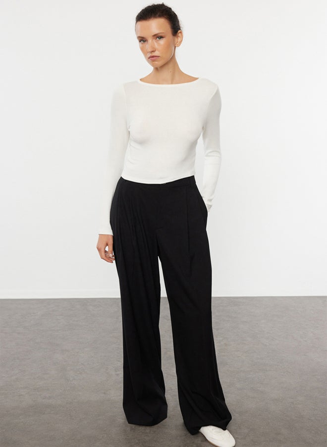 trendyol Ecru Boat Neck Slim/Fitting Regular Length Knitted Blouse - Image 3