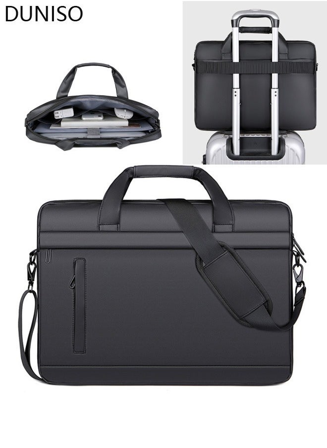 DUNISO Laptop Bag for Men and Women, 15.6 inch Laptop Computer and Tablet Shoulder Bag with Pocket, Water Proof Shoulder Messenger Bag with Adjustable and Removable Shoulder Strap, Travel Briefcase with Zipper, Portable Handbag for Office Travel Daily Use  - Image 1