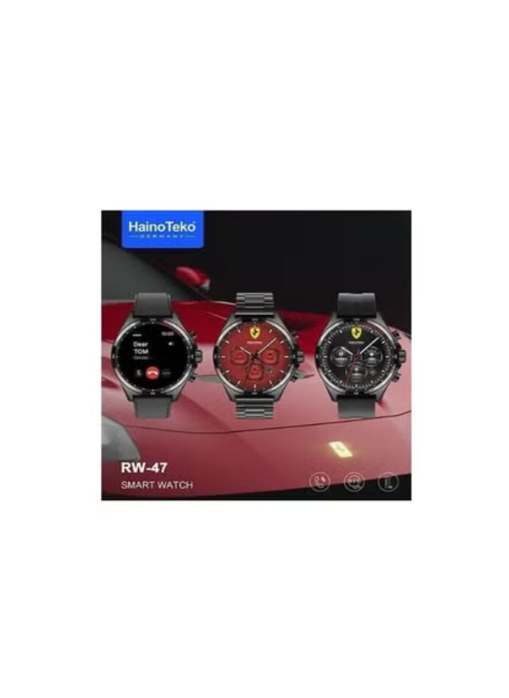 Haino Teko Haino Teko RW 47 AMOLED Large Round Screen Smartwatch with 3 Straps and Wireless Charger for Men Boys Black  - Image 3