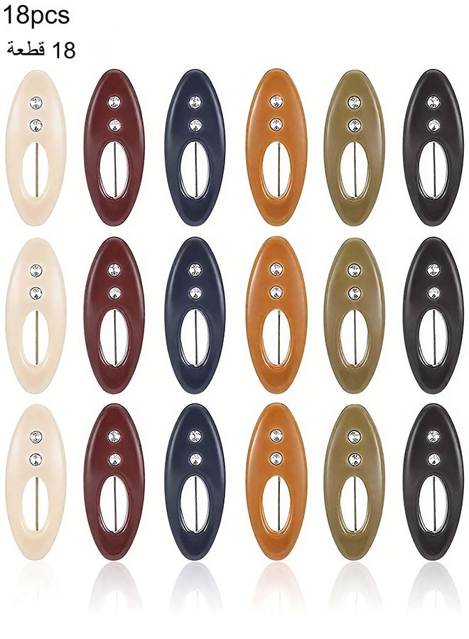Happy D Fashion Hijab Pins, 18 Pcs 6 Color Assorted Scarf Safety Pins, Brooch Pins Scarf Pins Clips Safety Locking, Baby Cloth Nappy Pin for Women Muslim Scarf Clothing, Hollow Mixed Color with Rhinestone - Image 1