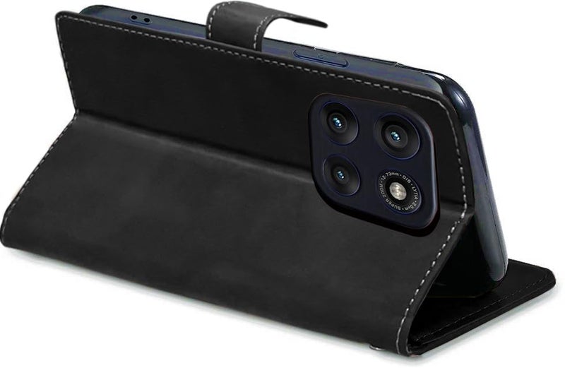 Excelsior Flip Case for Motorola Moto Edge 60 Pro | Premium PU Leather | Full Protection (Black) - Image 3