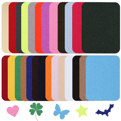 CoolShef 26Pcs Iron on Patches for Clothes, Multi-Colored Twill Cloth Stickers Patch, Durable Fabric Sticker for Easy Clothing Repair and Customization (9.5x12.5cm) - Image 1