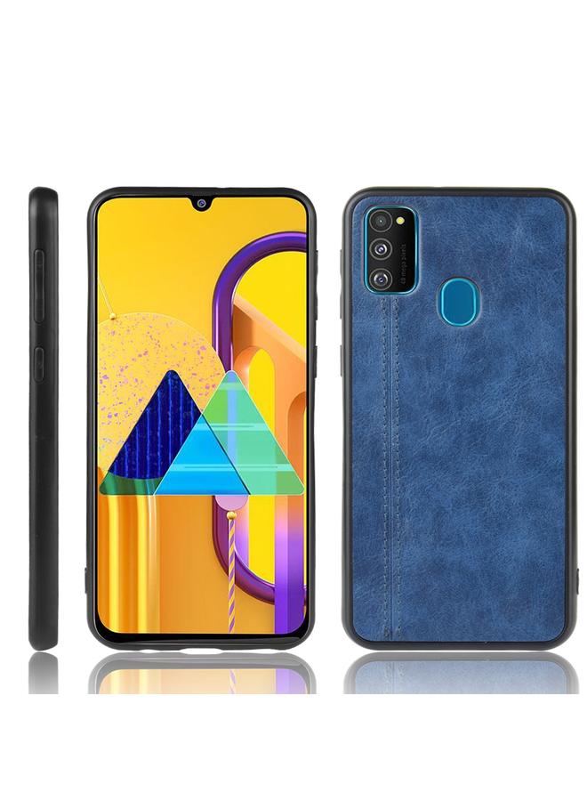 اس-توب جراب لهاتف Galaxy M21 مقاوم للصدمات بنمط خياطة بقرة من الجلد PC + PU + TPU - Image 1
