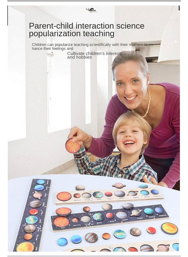 Y&D - Children's Cognitive Universe Solar System Eight Planets Wooden Puzzle Matching Toy - Image 1