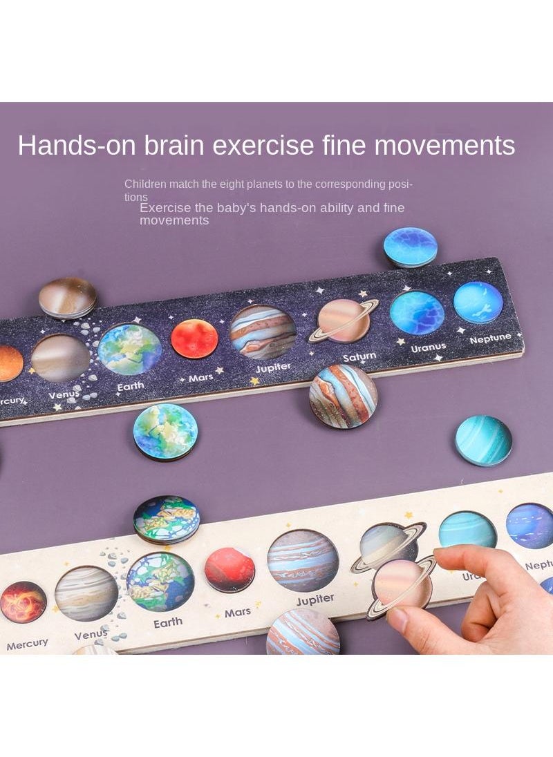 Y&D - Children's Cognitive Universe Solar System Eight Planets Wooden Puzzle Matching Toy - Image 1