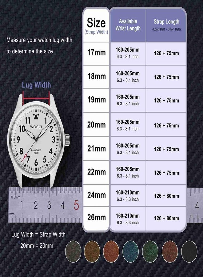 WOCCI 20mm Old-fashioned Watch Band for Men, Top Grain Leather, Silver Brushed Buckle (Grey Brown) - Image 4