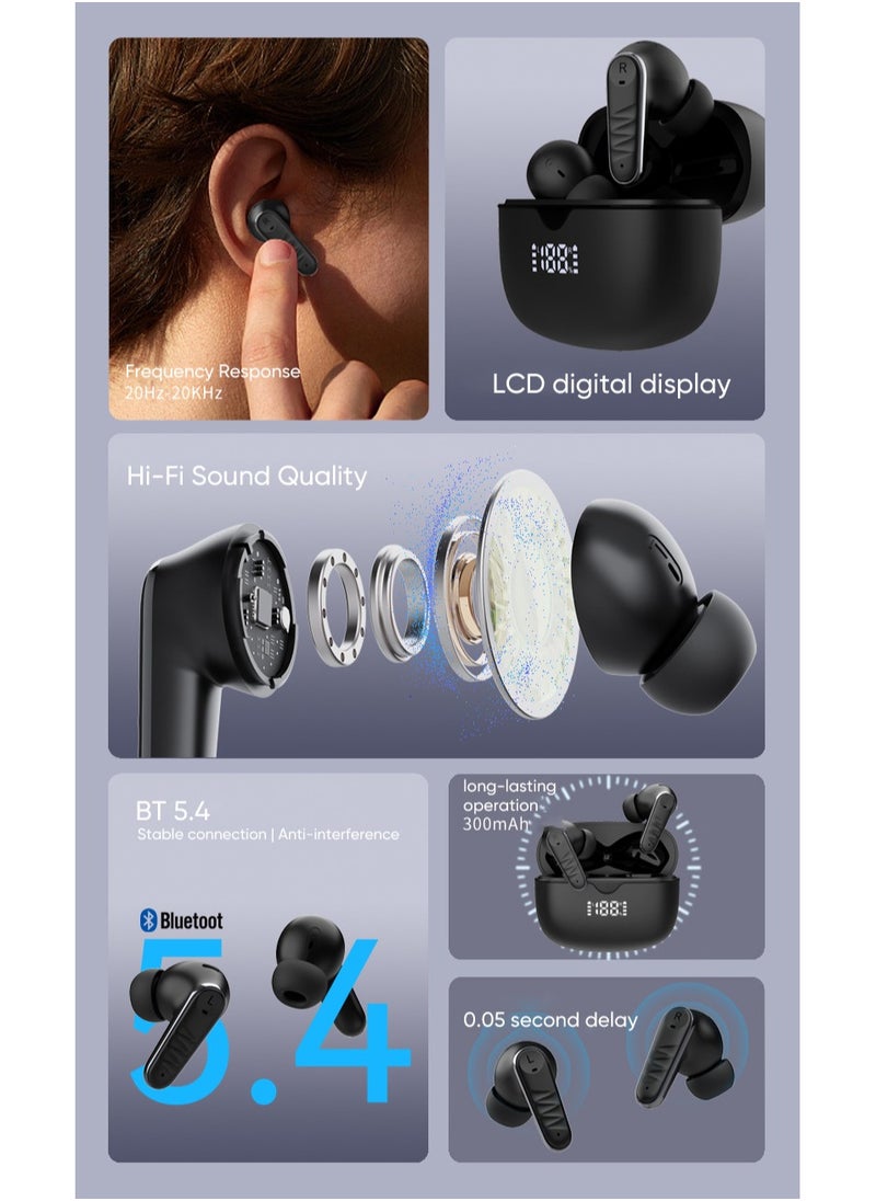 Youque - TWS In-Ear Bluetooth 5.4 Wireless Earphones,LCD Digital Display Noise Reduction Wireless EarBuds for IOS and Android - Image 1