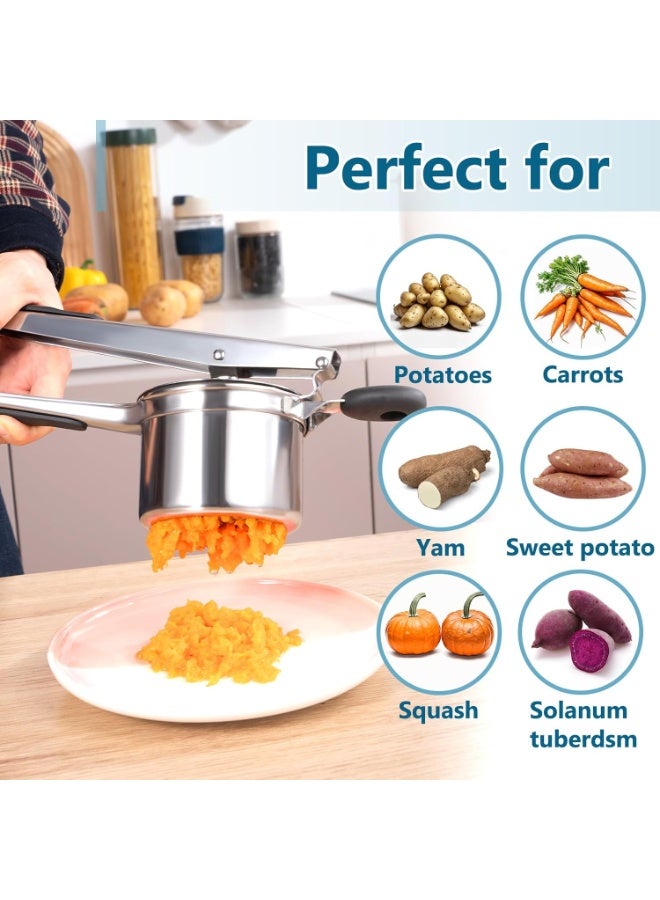 Potato Ricer Masher, Food Grade Stainless Steel Potato Ricer Press with 3 Interchangeable Discs, Multifunctional Tool for Mashed Potatoes, Puree, Fruit & Vegetables, Baby Food - Image 4