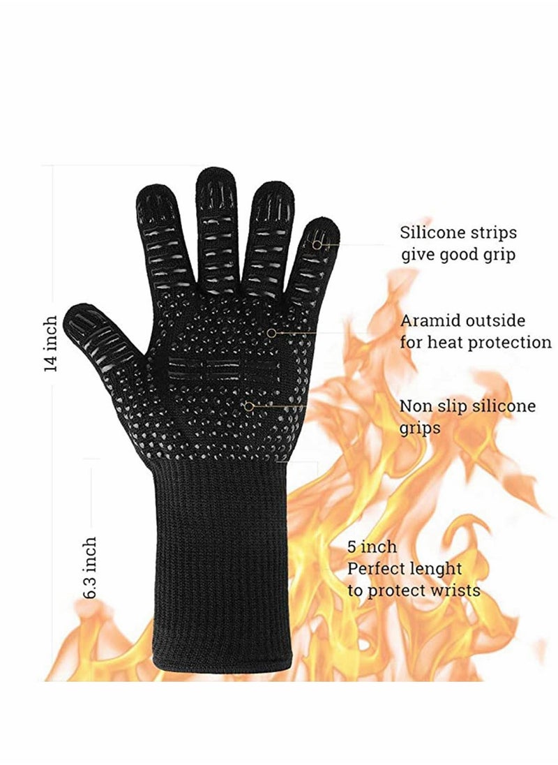 SYOSI BBQ Grill Gloves, 932°F Extreme Heat Resistant Oven Mitts, Silicone Non-slip Kitchen Cooking Gloves for Barbecue, Cooking, Baking, Grilling, BBQ, 1 pair  - Image 3