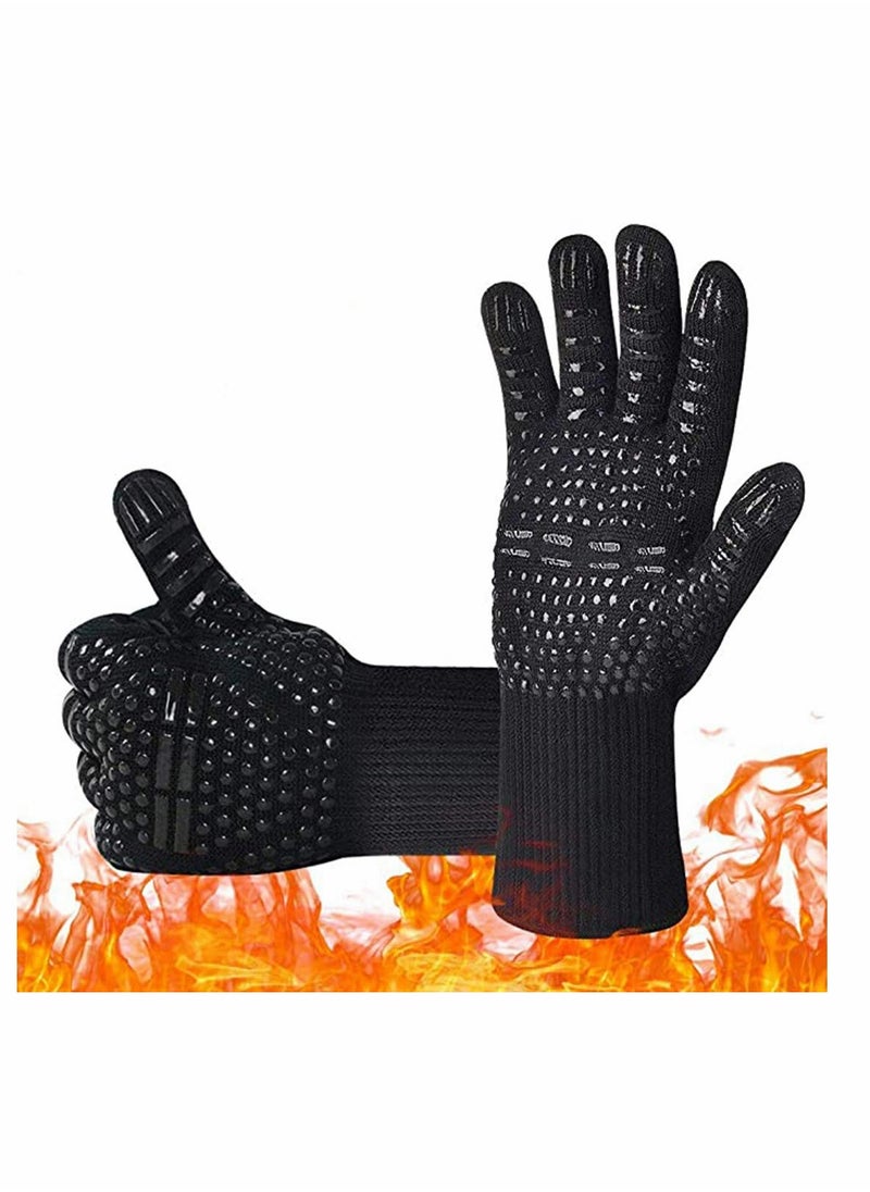SYOSI BBQ Grill Gloves, 932°F Extreme Heat Resistant Oven Mitts, Silicone Non-slip Kitchen Cooking Gloves for Barbecue, Cooking, Baking, Grilling, BBQ, 1 pair  - Image 1