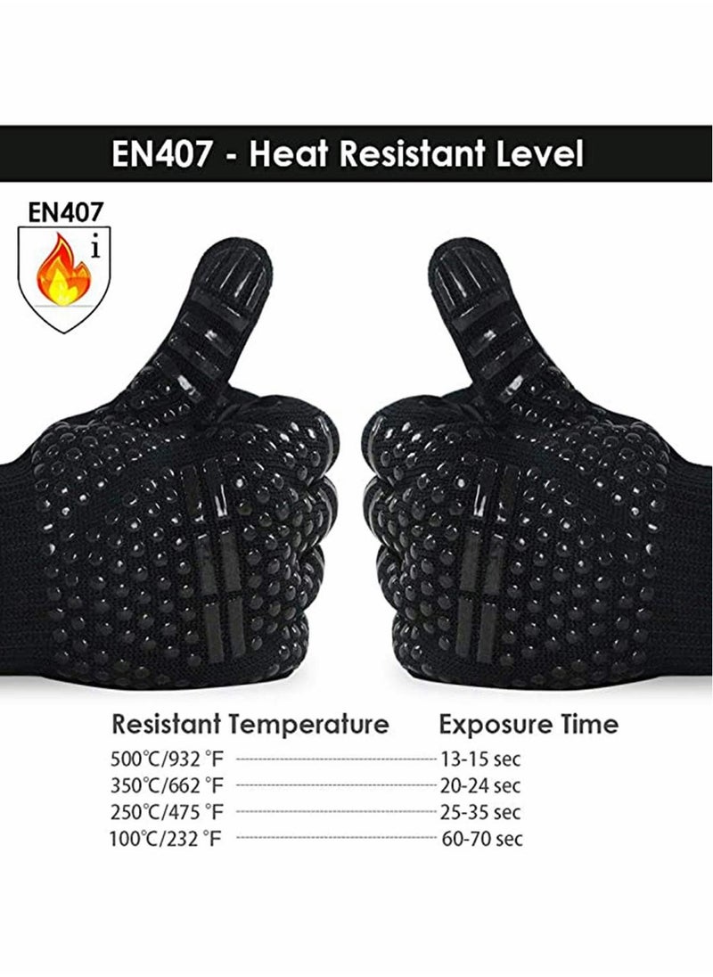 SYOSI BBQ Grill Gloves, 932°F Extreme Heat Resistant Oven Mitts, Silicone Non-slip Kitchen Cooking Gloves for Barbecue, Cooking, Baking, Grilling, BBQ, 1 pair  - Image 4