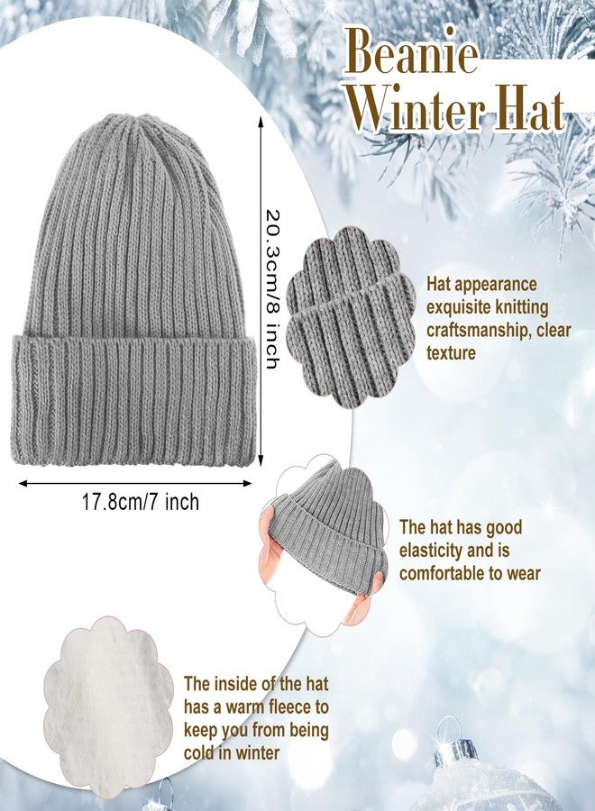 ShinyMatch 12 Pcs Winter Hat Gloves Scarf Earmuff Set Beanie Pompom Fleece Lining Hat Touch Screen Gloves Knitted Scarf(Black, Beige, Gray,Minimalist Style) - Image 3