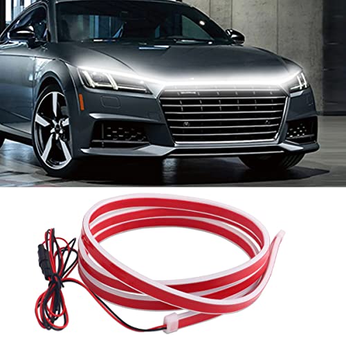 TEKSHINNY Hood Light Strip, TEKSHINNY 79 Inches Flexible Exterior Car LED Strip Lights Waterproof Car Led Light Daytime Running Light Strip for Cars, Trucks (White) - Image 1