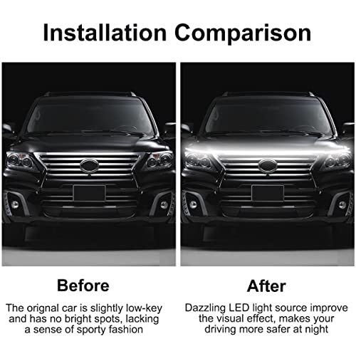 TEKSHINNY Hood Light Strip, TEKSHINNY 79 Inches Flexible Exterior Car LED Strip Lights Waterproof Car Led Light Daytime Running Light Strip for Cars, Trucks (White) - Image 2
