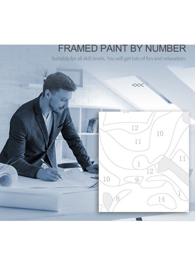 NIBEMINENT Cottage In Snow Pattern DIY Canvas Oil Painting Kit White/Black/Blue 12x16inch - Image 2