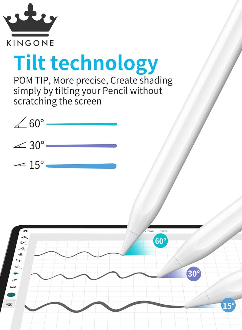 Kingone Upgraded Stylus Pen For Touch Screens, Touch Pen For Mobile Screens, Compatible For Android devices, Windows, laptop Samsung phones and tablets, for Drawing and Handwriting M4/ Pro 12.9"(6/5/4/3)/ Pro 11"(4/3/2/1), iPad Mini 6/5, iPad Air (M2/5/4/3), iPad (10/9/8/7/6) (white) - Image 3