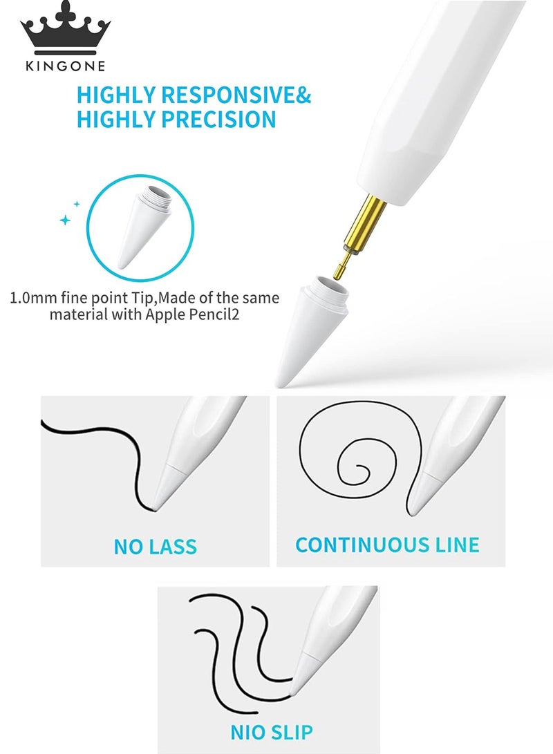 Kingone Upgraded Stylus Pen For Touch Screens, Touch Pen For Mobile Screens, Compatible For Android devices, Windows, laptop Samsung phones and tablets, for Drawing and Handwriting M4/ Pro 12.9"(6/5/4/3)/ Pro 11"(4/3/2/1), iPad Mini 6/5, iPad Air (M2/5/4/3), iPad (10/9/8/7/6) (white) - Image 4