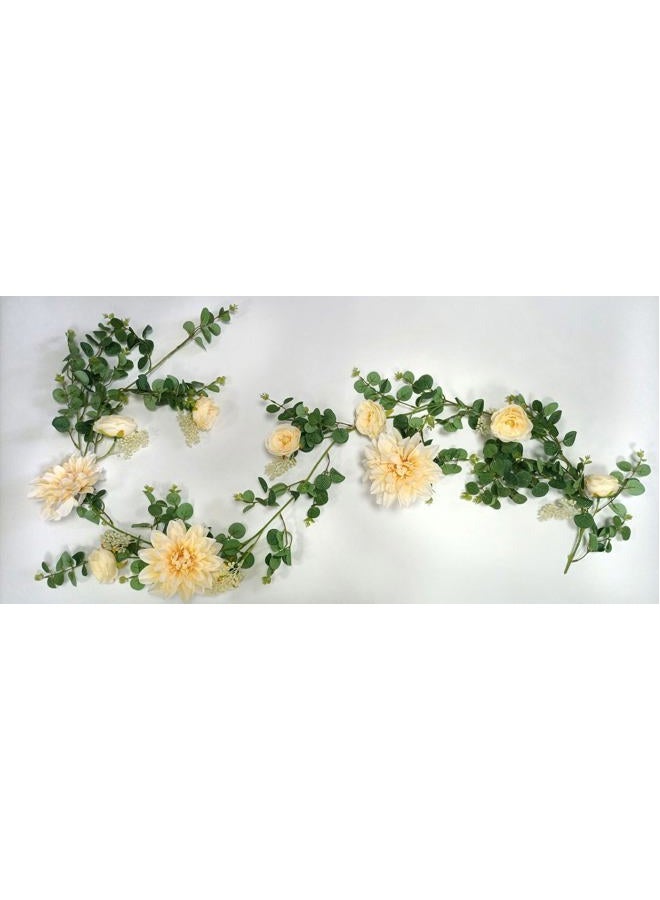 OrgMemory Flower Garland Green, Eucalyptus Garland Decoration, 1 Piece, 190 cm Length, Wedding Flowers, Cheap Flower Garlands for Wedding, Door Decoration, Wall Hanging Plant (Champagne) - Image 4