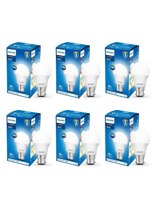 PHILIPS 9W B22 LED White Bulb, Pack of 6 - Image 1