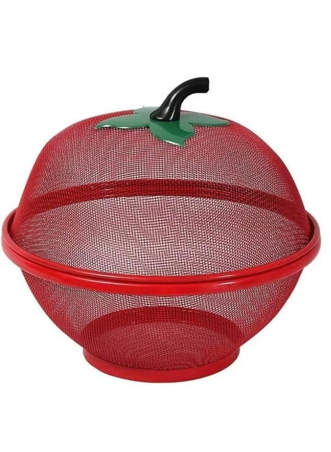 Apple Shape Net Basket for Fruits/Vegetables, Insect Proof Drain Wash(BLUE,RED) (Red)  - Image 1