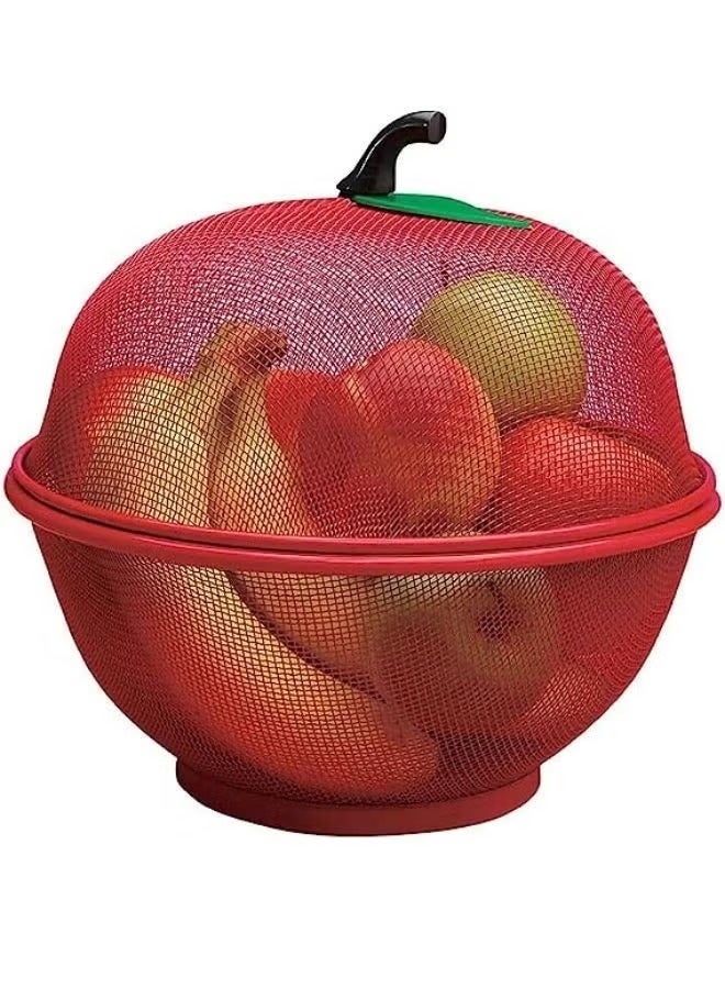 Apple Shape Net Basket for Fruits/Vegetables, Insect Proof Drain Wash(BLUE,RED) (Red)  - Image 3