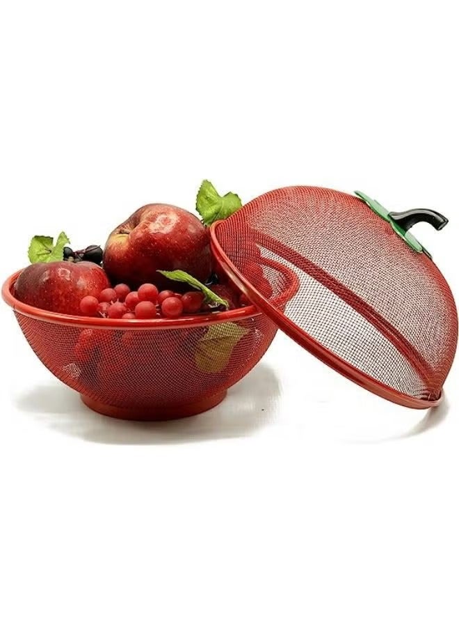 Apple Shape Net Basket for Fruits/Vegetables, Insect Proof Drain Wash(BLUE,RED) (Red)  - Image 2