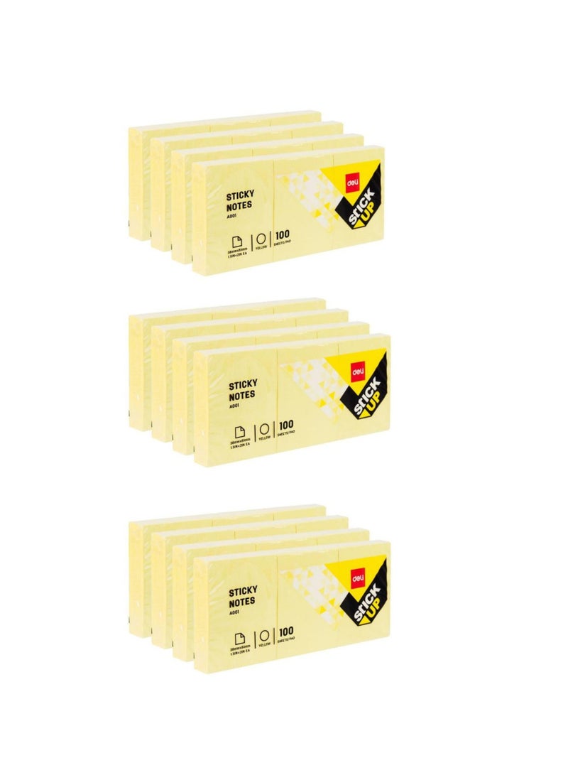 Deli 36 دفتر ملاحظات لاصقة من دلي 38x51 مم 1.5''x2'' أصفر - Image 1