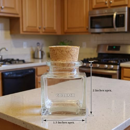 GIFTBASH Mini Square Storage Cork Lid Glass Bottle, Pack of 4 Pcs, 30 ml Each, Transparent | CORK LID | Storage Jar | Kitchen Organizer | Modular | Multipurpose Jar - Image 5