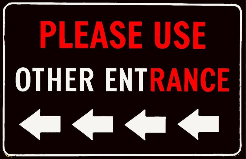 JACKGOLD Please Use Other Entrance Sign Tin Signs 12x8 Inch Left Arrow Metal Waterproof for Enter Outdoor Business Office - Image 1