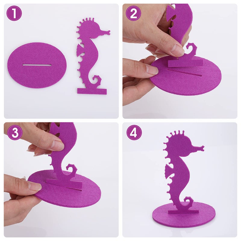 Prasacco 22 Pcs Mermaid Birthday Decorations, Felt Table Centerpiece DIY Under The Sea Party Decoration Seahorse Starfish Seaweed Coral Decoration for Ocean Theme Mermaid Birthday Party Baby Shower - Image 5