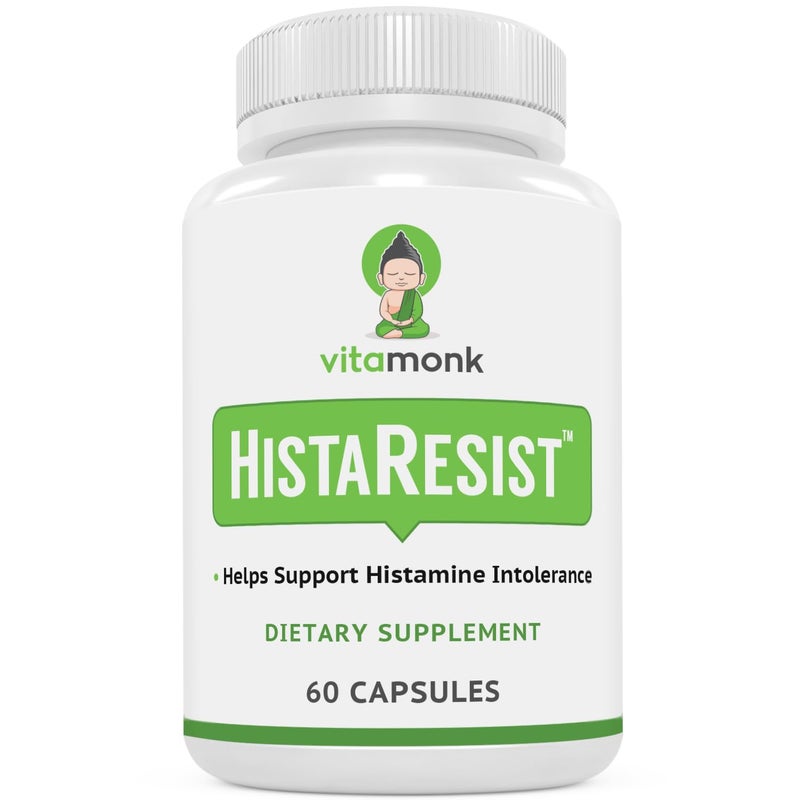 VitaMonk Histamine Blocker for Histamine Intolerance HistaResist DAO Enzyme Supplement Optimal Dose of Diamine Oxidase to Help Shield Histamine for Smooth Digestion 60 Capsules