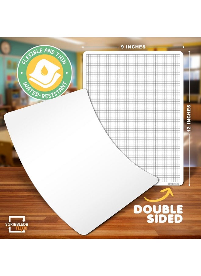 Scribbledo Small Grid Dry Erase Sheets 9”X12” Math Practice Small White Board Sheets Math Manipulatives Quad Graph Whiteboard Sheets Math Supplies Homeschool Teacher Students Classroom Pack Of 10  - Image 2