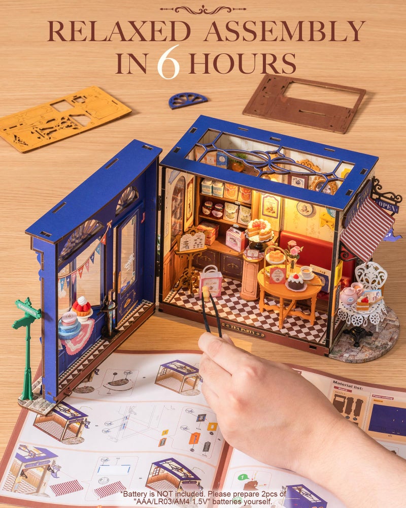 Rolife DIY Dollhouse Miniature House Kit 1:18 Edwardian Tea Room with Openable Facade, Diorama Building Model Kit Crafts for Adults Home Decor Creative Gift for Women Men - Image 4