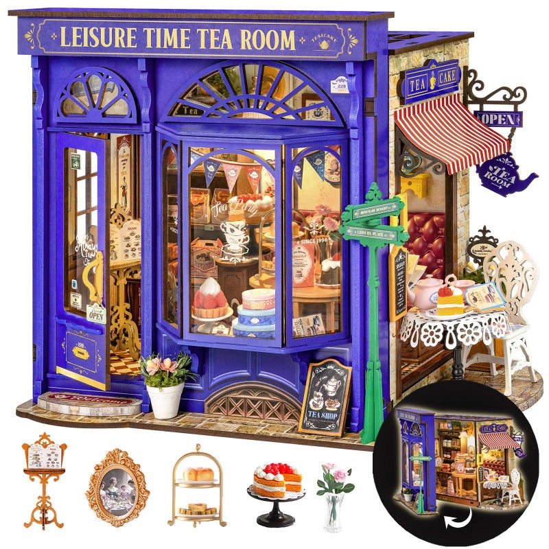 Rolife DIY Dollhouse Miniature House Kit 1:18 Edwardian Tea Room with Openable Facade, Diorama Building Model Kit Crafts for Adults Home Decor Creative Gift for Women Men - Image 1