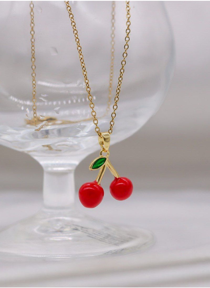 MANIKAN Necklace Minimalist Cherry Pendant for Women Cute Fruit-Inspired Romantic & Elegant Gift  - Image 1
