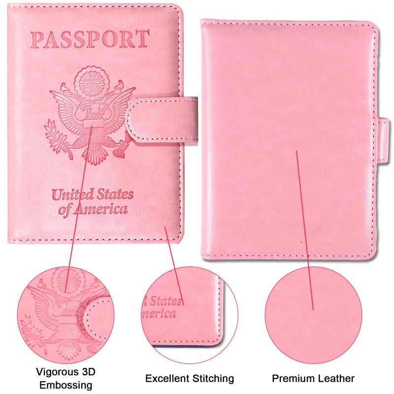 Sizobi Passport Holder for Travel, RFID Passport Cover Wallet for Women Men, Leather Passport Book Card Holder Case for International Travel Must Haves Accessories, Cruise Ship Essentials Gifts, Pink - Image 5
