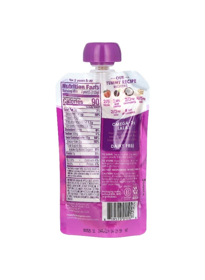 Happy Family Organics, Happy Tot, Super Morning, Dairy Free, For 2+ Years, Organic Apples, Acai, Coconutmilk, Oats & Chia, 4 oz (113 g) - Image 2