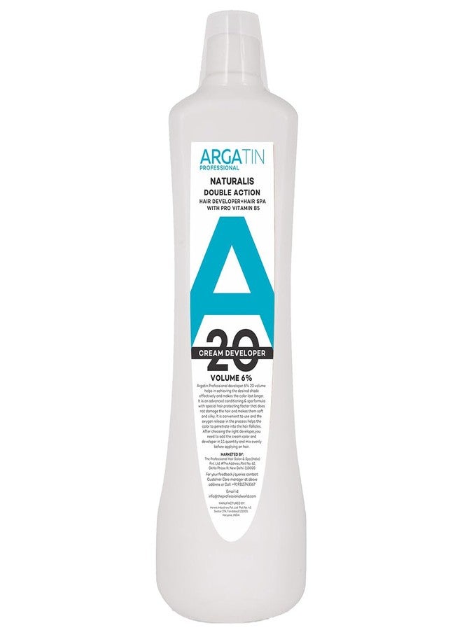 ARGATIN Professional Naturalis Hair Color Developer 20 Volume 6% - 1000ml | Cream Developer for Hair Colour | 2in1 Formula Hair Developer + Hair Spa with Pro Vitamin B5 - Image 2