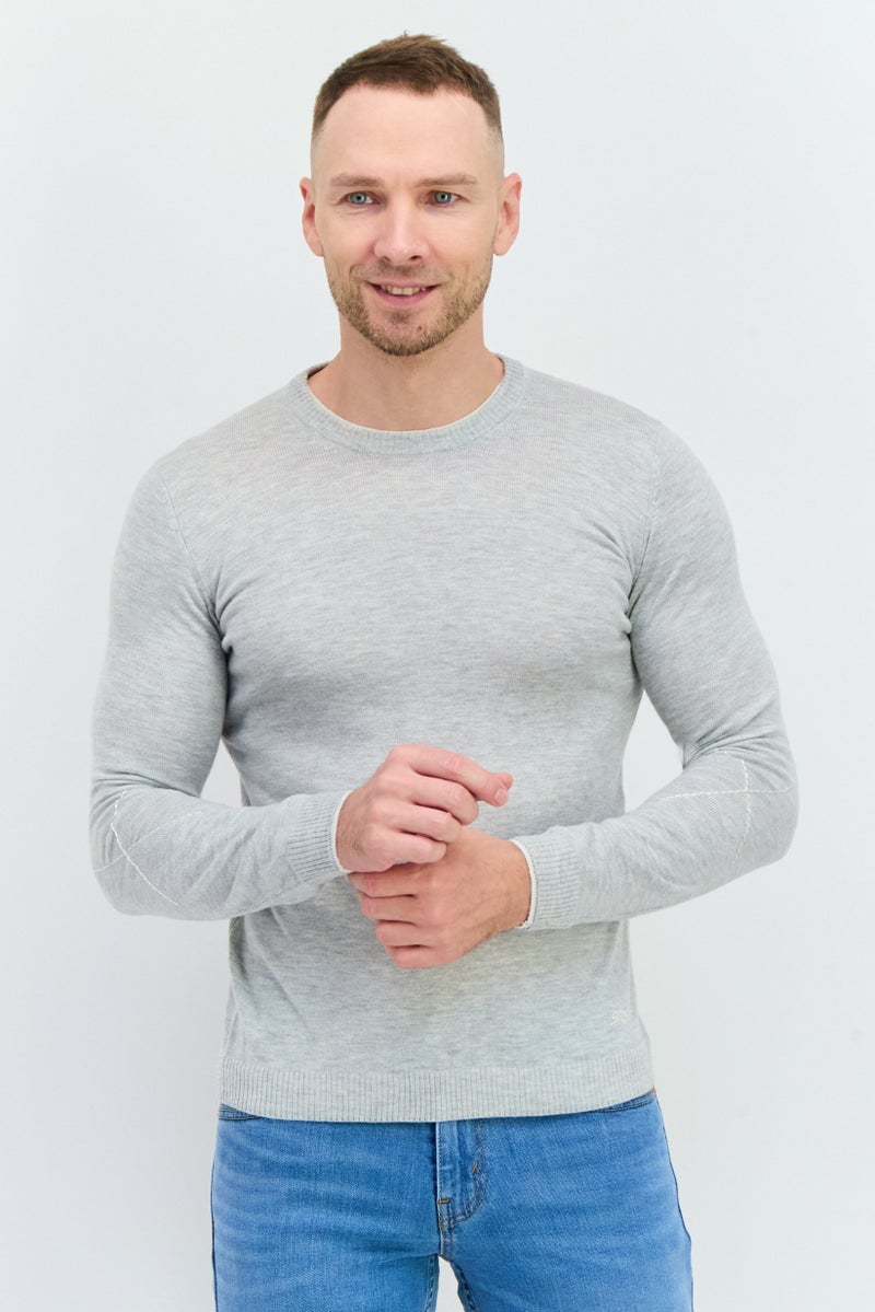 Sorbino Men Crew Neck Long Sleeves Heather Sweater, Grey - Image 1