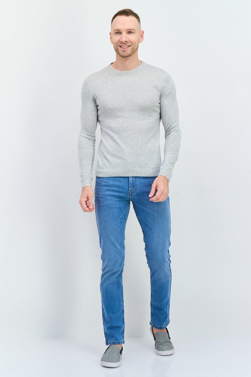 Sorbino Men Crew Neck Long Sleeves Heather Sweater, Grey - Image 4