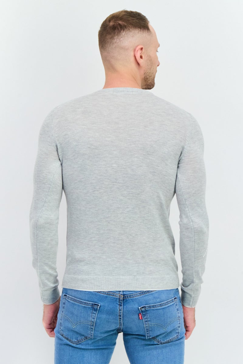 Sorbino Men Crew Neck Long Sleeves Heather Sweater, Grey - Image 3