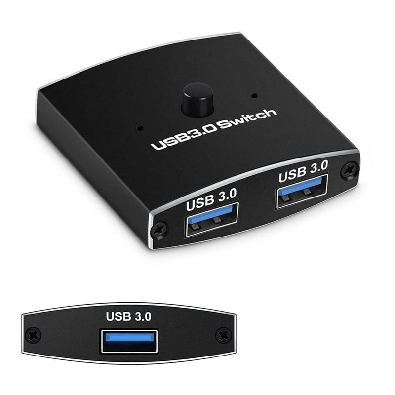 MESHIV مفتاح USB 3.0 2 منفذ، مفتاح KVM، مفتاح USB ثنائي الاتجاه، صندوق محول USB لمشاركة لوحة المفاتيح والفأرة والماسح الضوئي والطابعة بين جهازين (2 في 1 خارج / 1 في 2 خارج) - Image 1