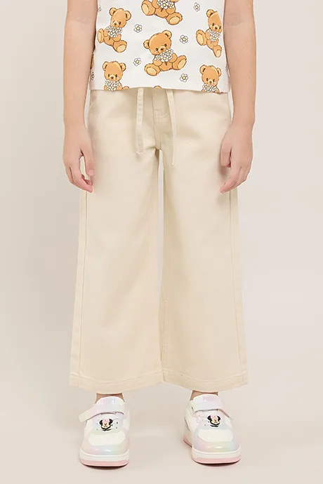 R&b Solid Wide Leg Pants with Drawstring Waist