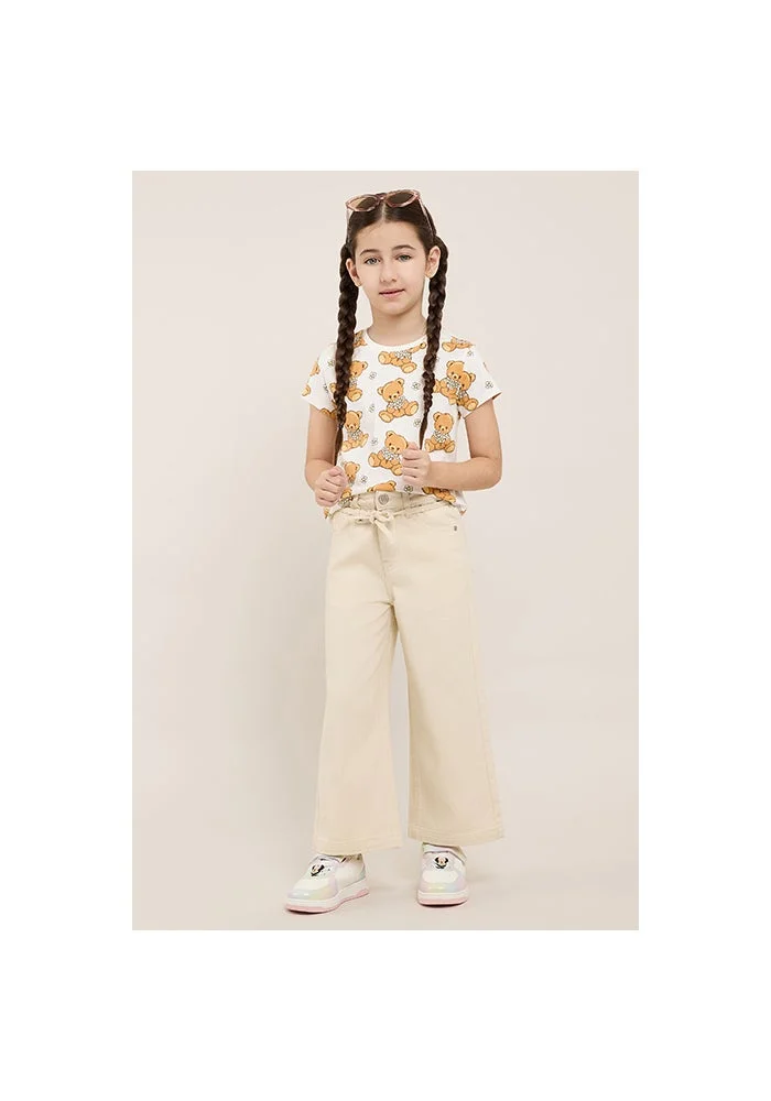 أر أند بي Solid Wide Leg Pants with Drawstring Waist