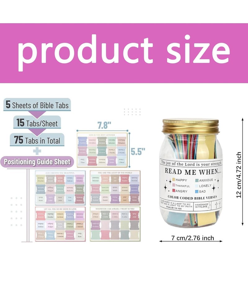 OXYGLOBE 65 Pcs Bible Verse Jar Set, Bible Verse Notes 2.76×4.7 Inch Jar With 60pcs Color-Coded Bible Verses Notes Hope Jar Bible Verses Christian Gifts Church Biblical Faith Gift - Image 2